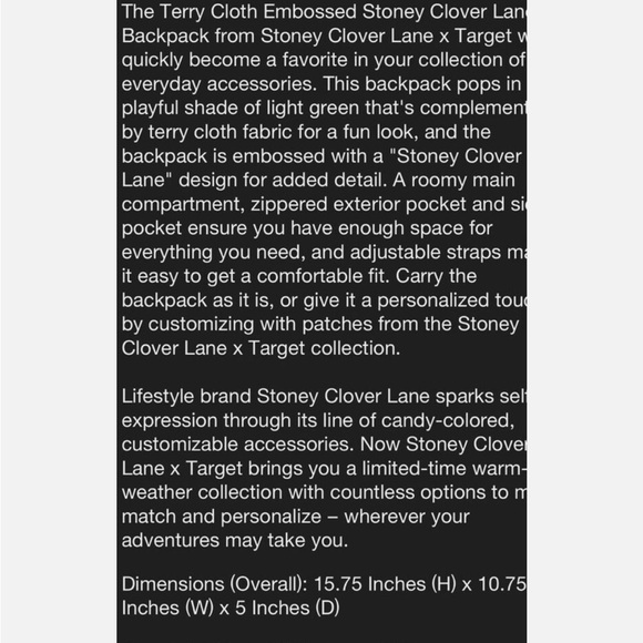 Stoney Clover Lane x Target Terry cloth backpack 💚 - Picture 10 of 10